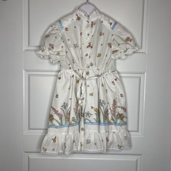 Vintage Wildflower Collection Floral Dress Girls‎ Size 5 High Neck Lace Cottage - Picture 3 of 13